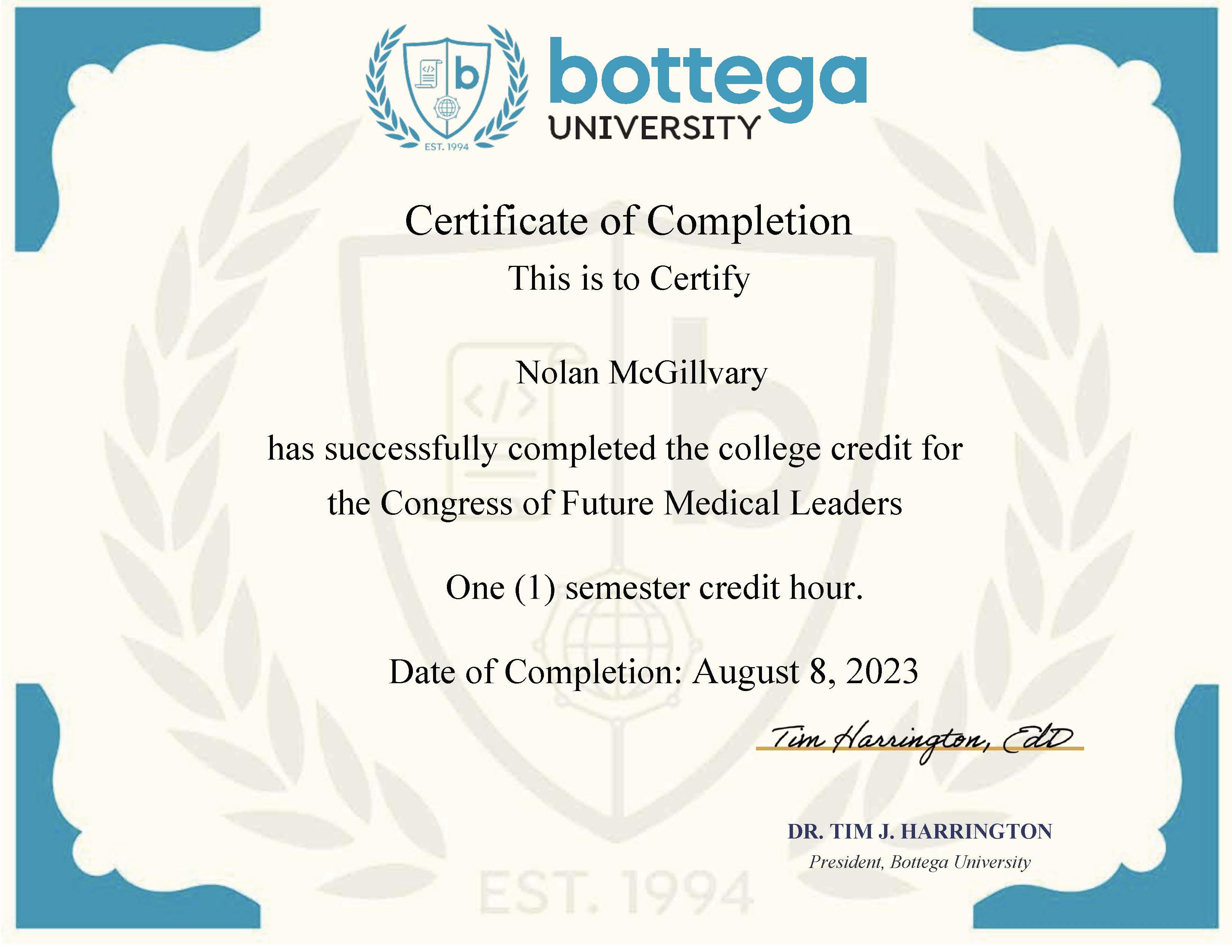 Certification/license to use a robotic arm.