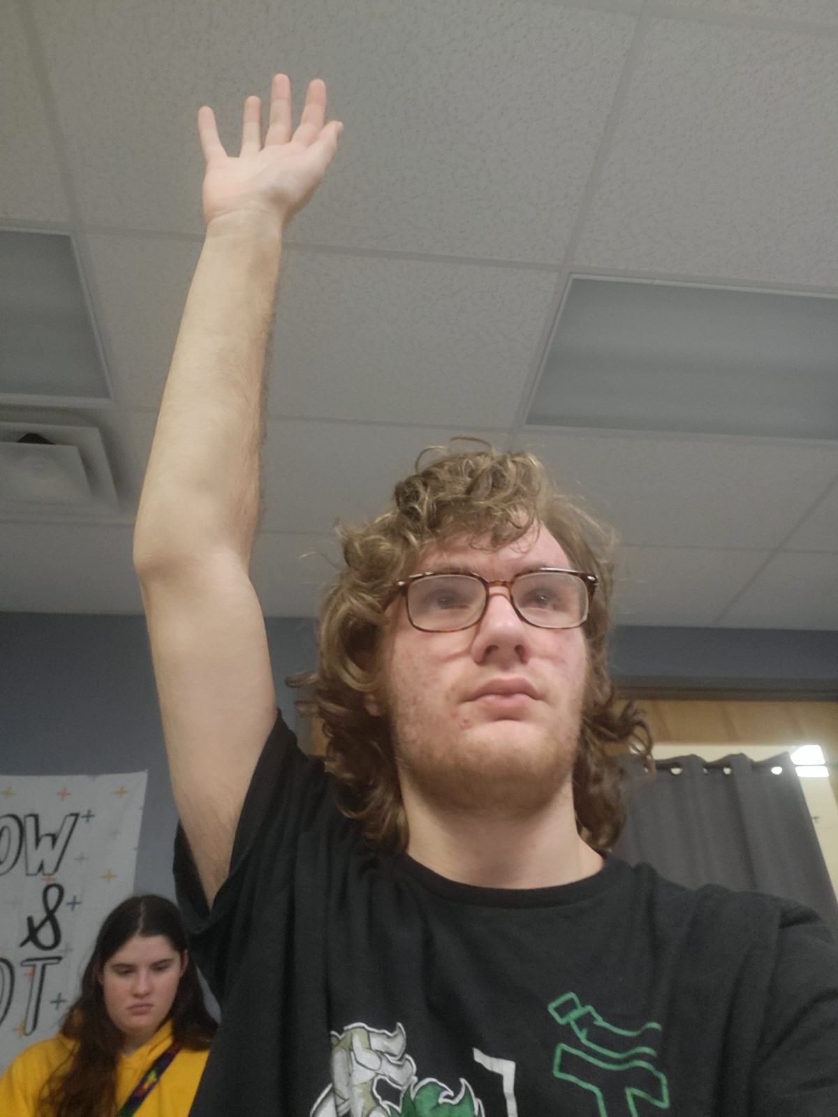 Rio raising his hand.