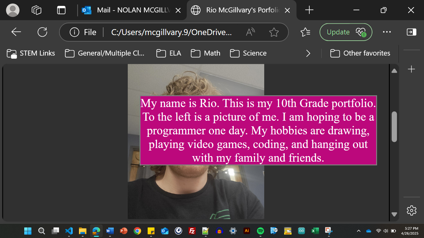 Rio with a pink text box covering
						a picture of his face.