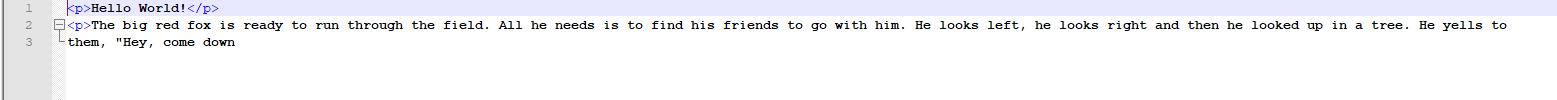 Some code with a simple sentence.